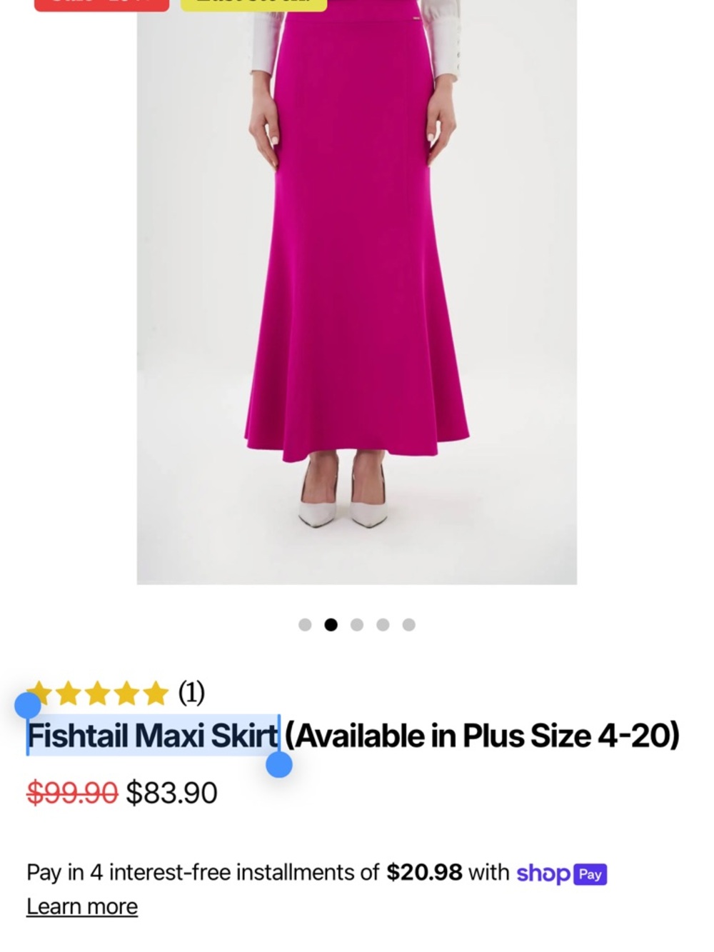 Fishtail off White Maxi Skirt Lined - Picture 3 of 6